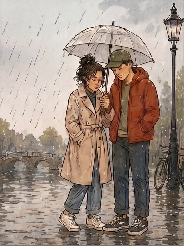 Illustratie van salsadansen — Regenachtig